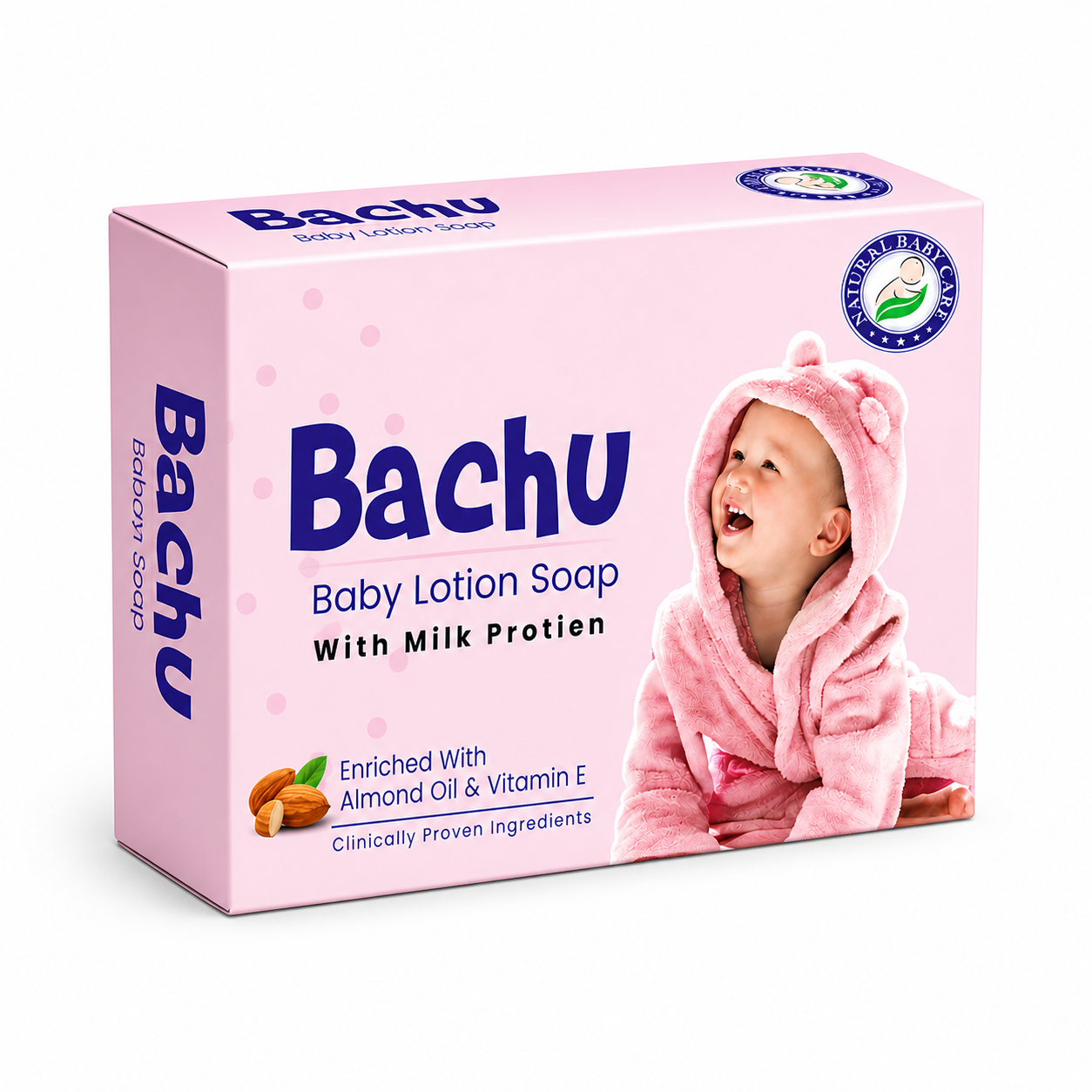 Bachu Baby Lotion Soap with Milk Protein Pink 80g